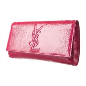 Yves Saint Laurent Patent Leather Belle du Jour Clutch Pink